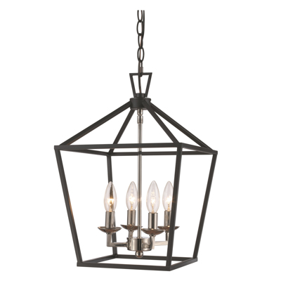 Trans Globe Lighting 10264 PC/BK Lacey 12" Indoor Polished Chrome and Black Colonial Pendant
